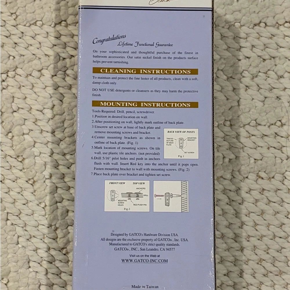Gatco Tiara Satin Nickel Wall Mount Spring-loaded Toilet Paper Holder NEW NIB